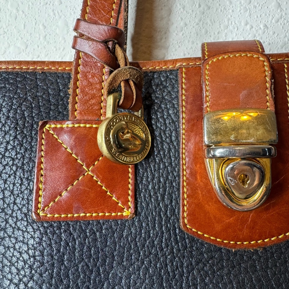 Dooney & Bourke Vintage 1980s Shopper Tote Bucket Bag Brown Canvas & Leather - Picture 4 of 12